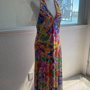 Beautiful  silk blend colorful Ralph Lauren halter sun dress in size M